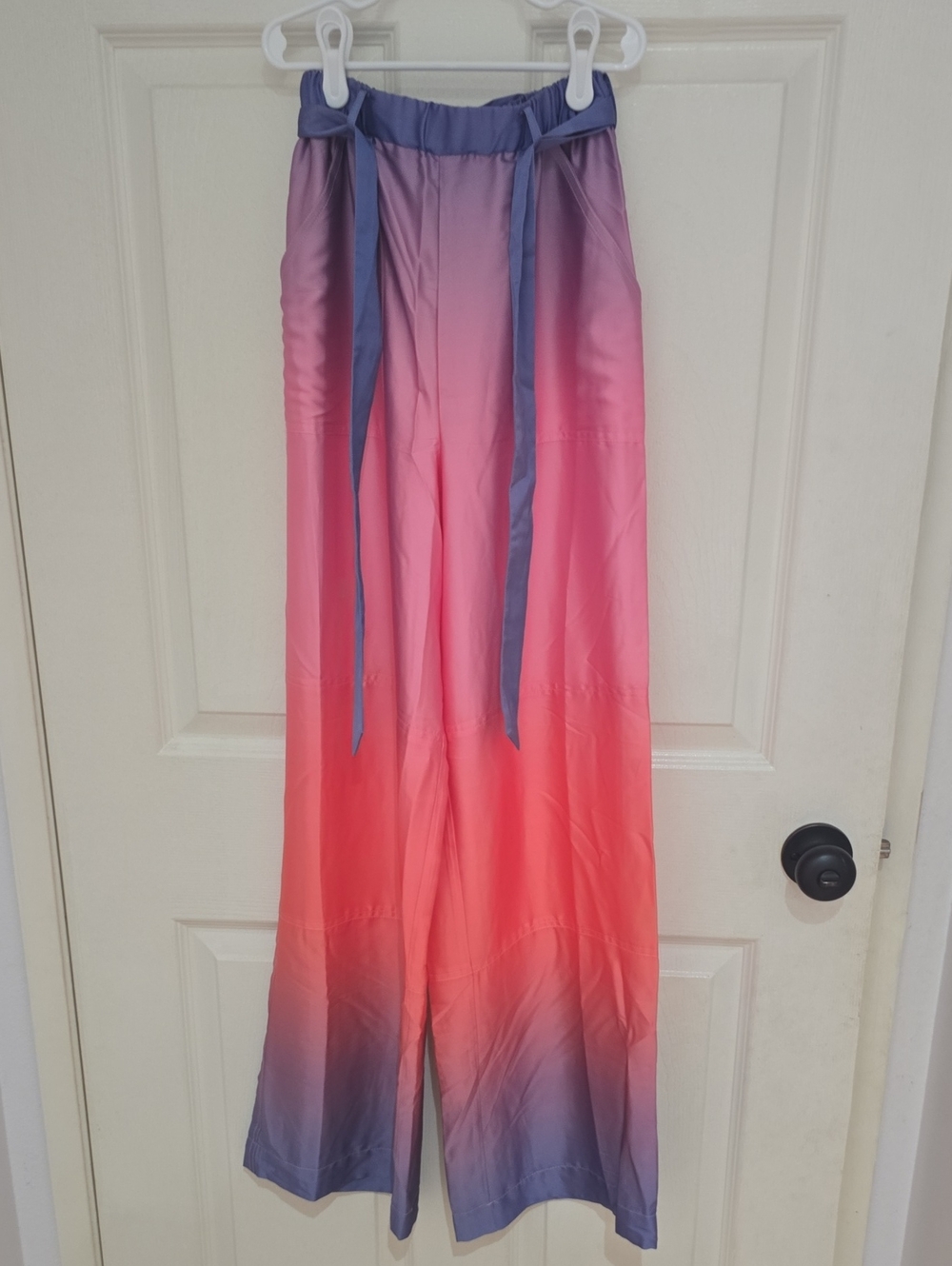Hutch Pink to Purple Ombre Wide-Leg Satin Pants NWOT